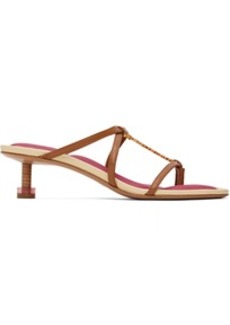 Jacquemus Brown & Pink Le Raphia 'Les Sandales Basses Pralu' Heeled Sandals