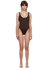 JACQUEMUS Brown Le Raphia 'Le Maillot Signature' One-Piece Swimsuit