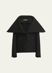 Jacquemus Caruso Wide Collar Belted Wool Coat