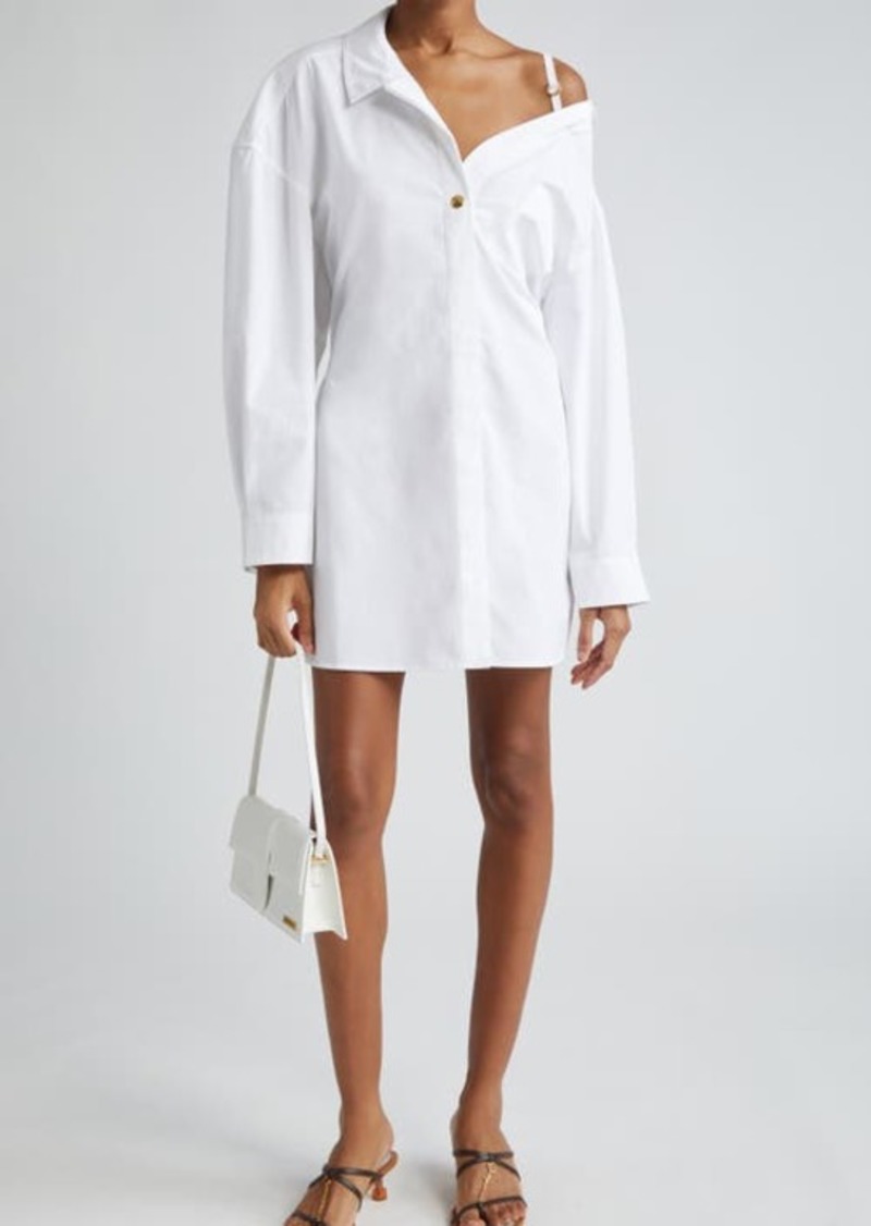 Jacquemus La Mini Robe Chemise Long Sleeve Cotton Shirtdress