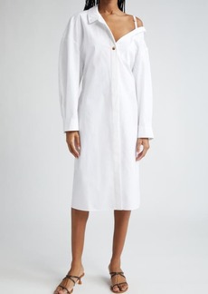 Jacquemus La Robe Chemise Long Sleeve Asymmetric Cotton Poplin Shirtdress