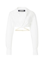 Jacquemus Laurier Tie-Detailed Cotton Cropped Shirt