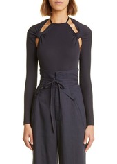 Jacquemus Le Body Nodi Knotted Cutout Bodysuit in Navy at Nordstrom