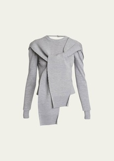 Jacquemus Rica Open-Back Buttoned Front Scarf Wool Sweater