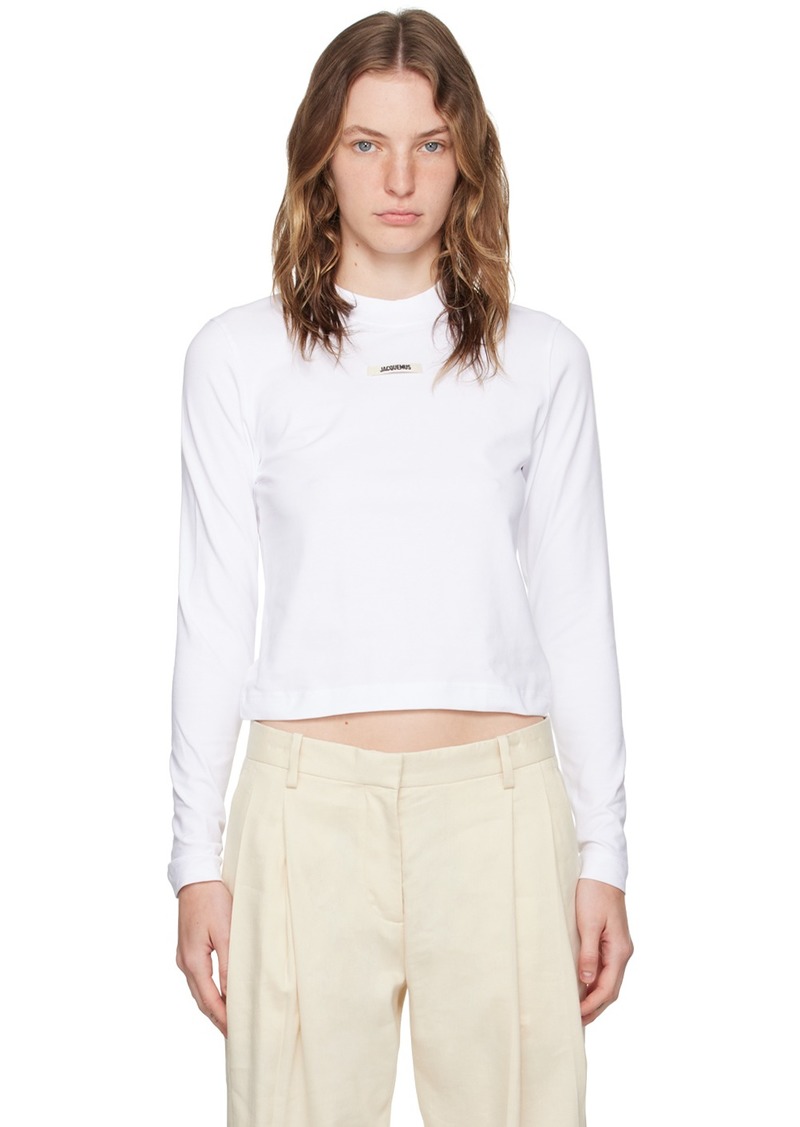 JACQUEMUS White Les Classiques 'Le t-shirt Gros Grain manches longues' Long Sleeve T-Shirt