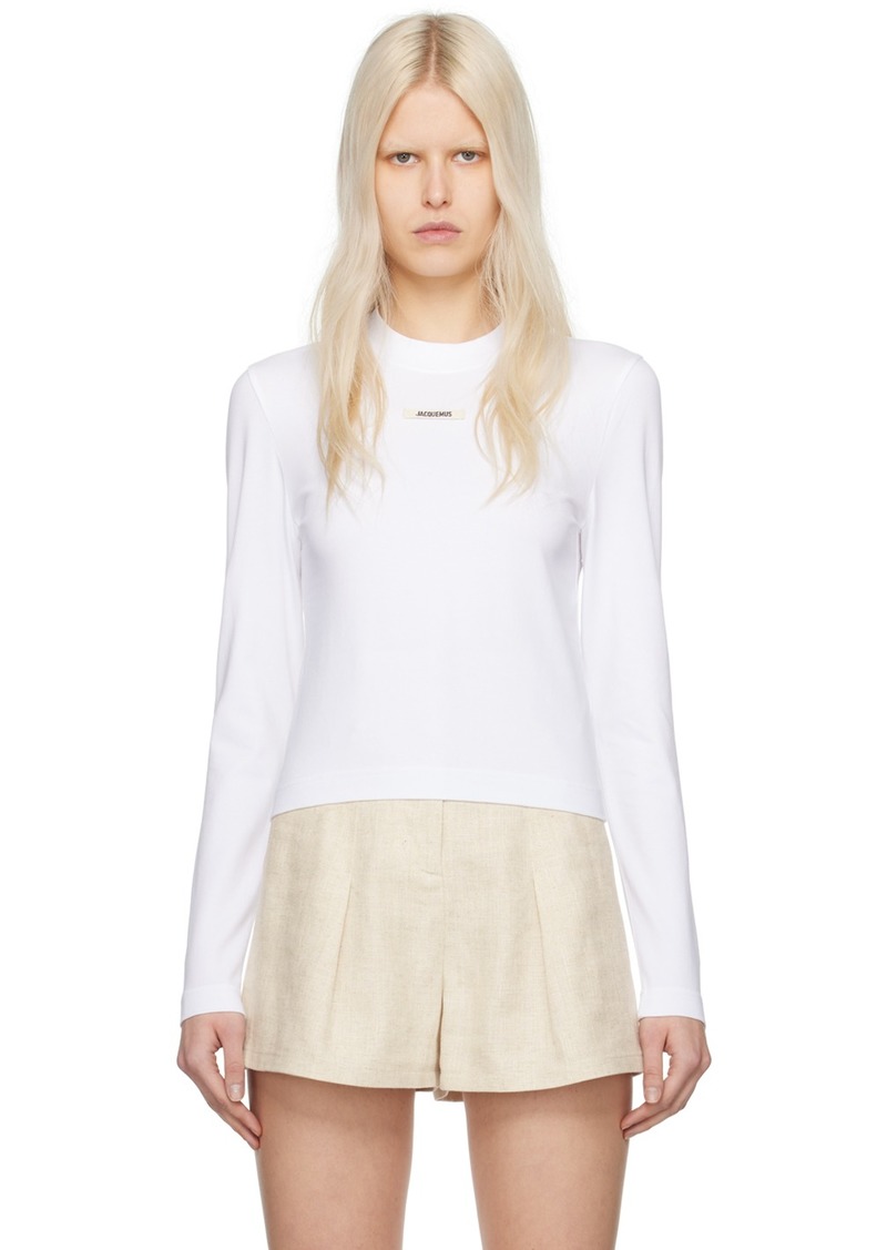 JACQUEMUS White Les Classiques 'Le T-Shirt Gros Grain Manches Longues' Long Sleeve T-Shirt
