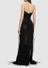 Jacquemus La Robe Fino Embroidered Mesh Long Dress