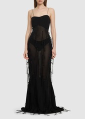 Jacquemus La Robe Fino Embroidered Mesh Long Dress