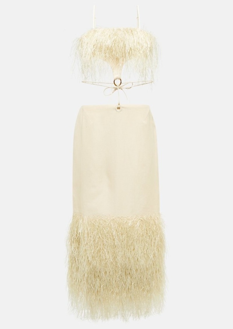 Jacquemus La Robe Raphia fringed midi dress