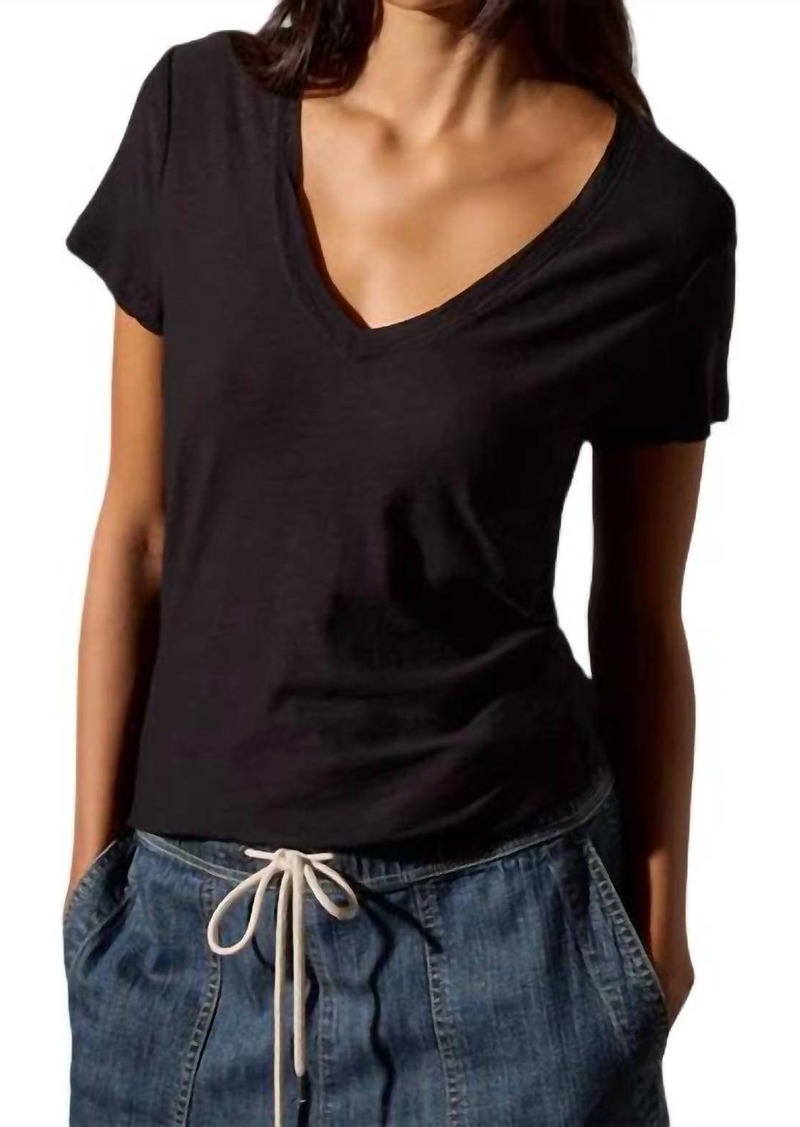 James Perse Casual Tee With Reverse Binding In Blk