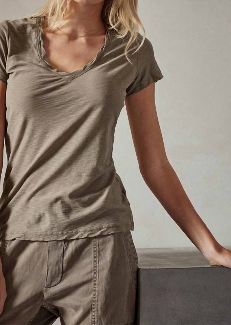 James Perse Casual V Neck With Reverse Binding Tee Top In Ammo: