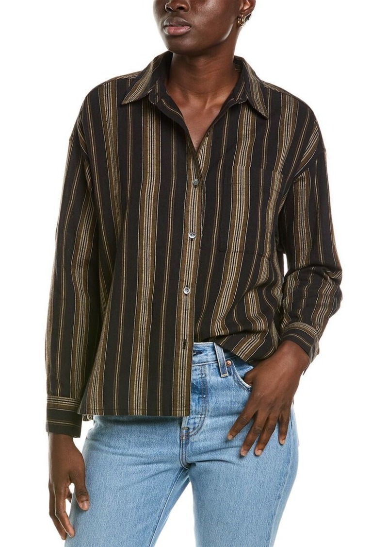 James Perse Relaxed Striped Linen-Blend Shirt