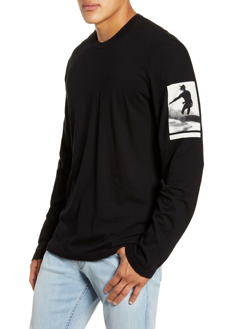 James Perse Wave Graphic Long Sleeve T-Shirt