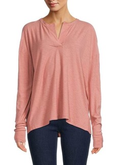 James Perse Knitted Heathered V Neck Top