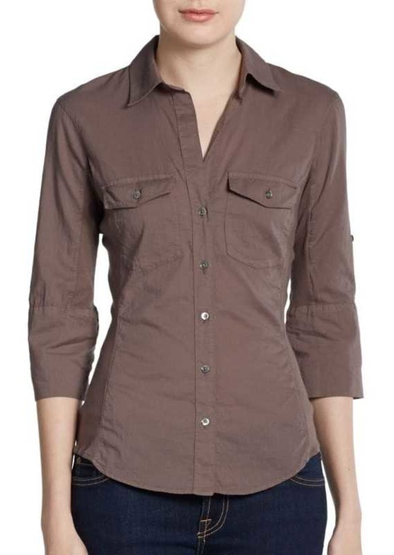 James Perse Rolled-Sleeve Button-Front Shirt