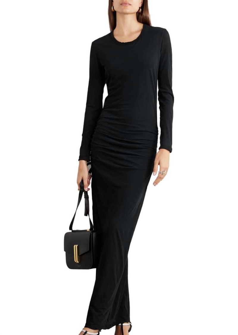 James Perse Skinny Cotton Crew Dress In Black