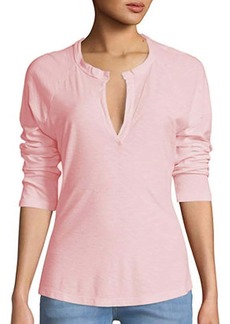 James Perse Split Neck Raglan T-Shirt In Light Pink