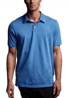 James Perse Sueded Jersey Polo Shirt In Electric Blue Pigment