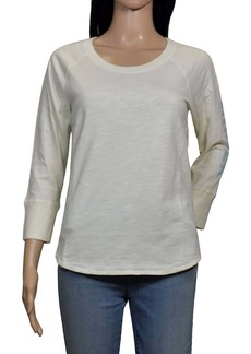 James Perse Women California Long Sleeve Crew Neck Cotton T-Shirt In Ivory