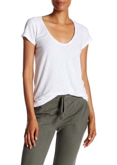 James Perse Women Deep V-Neck/scoopy Neck T-Shirt Standard In White
