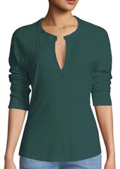 James Perse Women Split Neck Raglan Sleeve T-Shirt In Turquoise