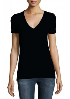 James Perse Women V-Neck Short Sleeve T-Shirt In Black