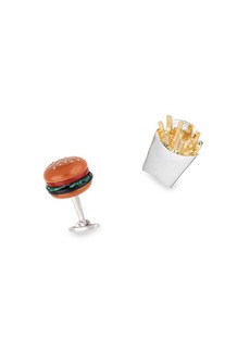 Jan Leslie 24K Gold Vermeil, Sterling Silver, and Multi-Stone Burger & French Fry Cufflinks
