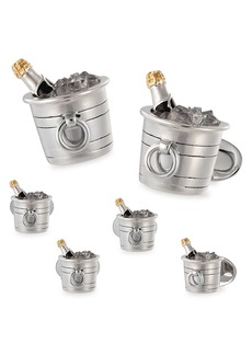 Jan Leslie 6-Piece Sterling Silver Champagne Bucket Cufflink & Shirt Stud Set