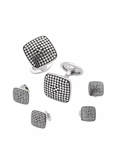 Jan Leslie Dotted Square Sterling Silver Cufflinks & Tuxedo Studs