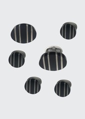 Jan Leslie Men's Black Ruthenium-Striped Onyx Cufflink Stud Set