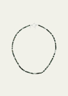 Jan Leslie Men's Emerald Beaded Necklace with Sterling Silver Spacers