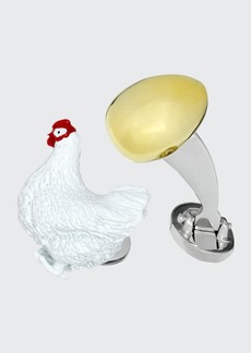 Jan Leslie Men's The Chicken & The Egg Sterling Silver Cufflinks