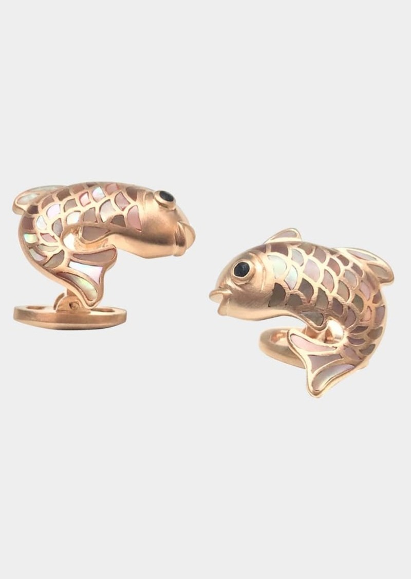 Jan Leslie Mother-of-Pearl Fish Cuff Links  Taupe