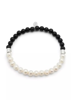 Jan Leslie Split Freshwater Pearl & Black Onyx Beaded Bracelet