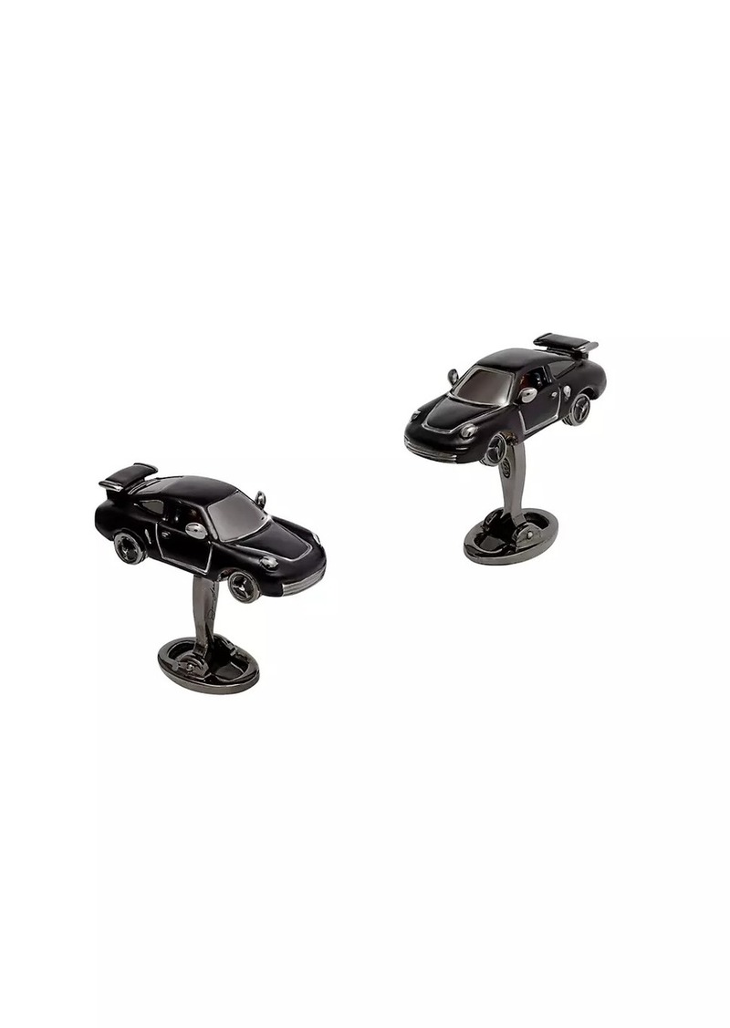 Jan Leslie Sterling Silver, Black Ruthenium & Enamel Sports Car Cufflinks