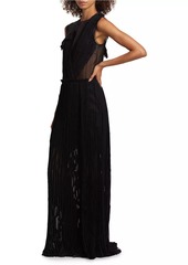 Jason Wu Appliqué Pleated Sleeveless Maxi Dress