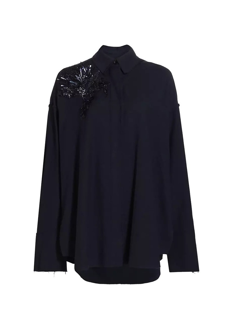 Jason Wu Embellished Wool Button-Up Shirt