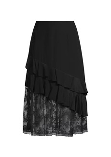 Jason Wu Embroidered Silk Ruffled Midi-Skirt