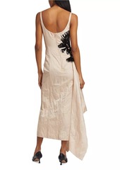 Jason Wu Floral-Embellished Crinkle Satin Gown