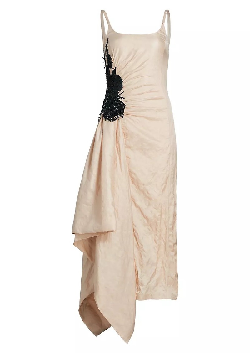 Jason Wu Floral-Embellished Crinkle Satin Gown