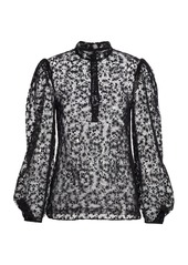 Jason Wu Floral-Embroidered Tulle Blouse