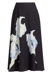 Jason Wu Floral Knit A-Line Midi Skirt