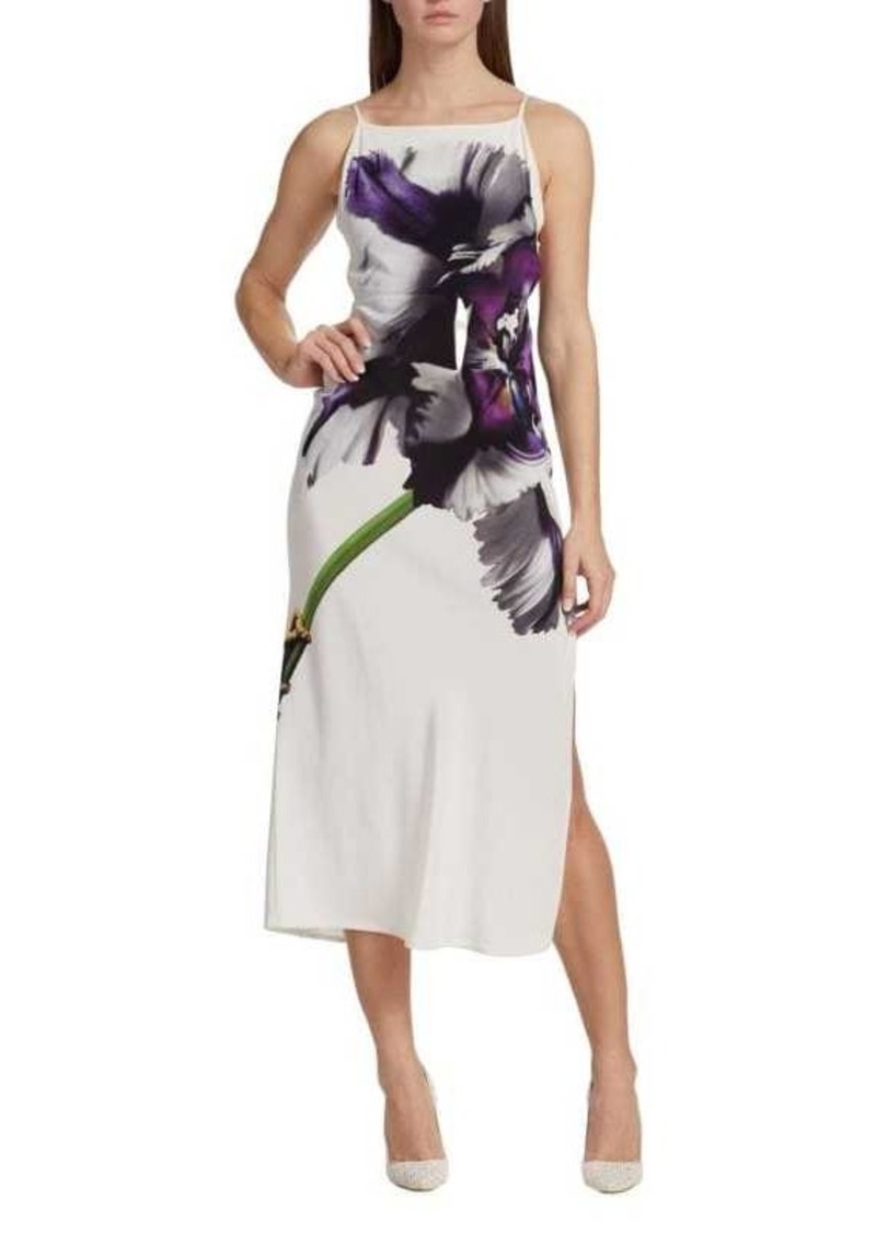 Jason Wu Floral Open Back Silk Midi Dress