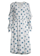 Jason Wu Floral Silk Flutter-Sleeve Dress