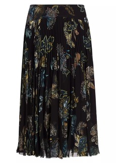 Jason Wu Forest Floral Chiffon Pleated Midi-Skirt