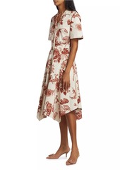 Jason Wu Forest Floral Cotton Handkerchief Midi-Dress