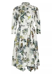 Jason Wu Forest Floral Silk Belted Shirtdress