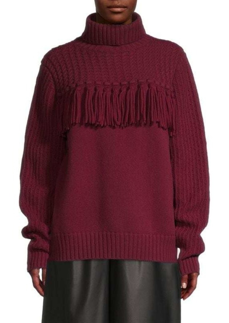 Jason Wu Fringe Wool Turtleneck Sweater