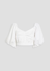 Jason Wu - Cropped gathered cotton-blend poplin blouse - White - US 14
