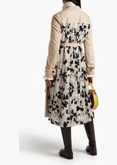Jason Wu - Floral-print chiffon-paneled cotton-gabardine trench coat - Neutral - XL